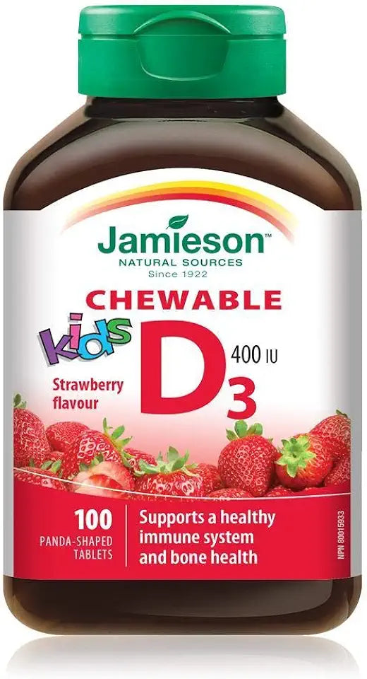 Chewable Vitamin D for Kids Strawberry 100 tabs J34992