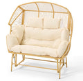 Oversized Grey Rattan Loveseat Rocking Chair with Cushions X940