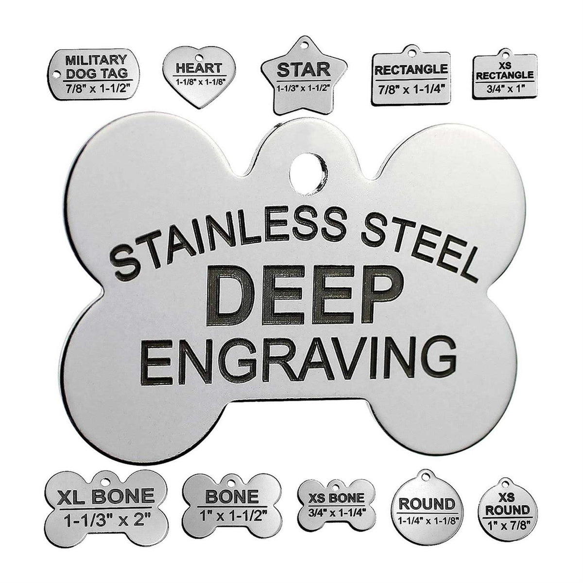 Stainless Steel Custom Deep Engraved Pet ID Tags N200