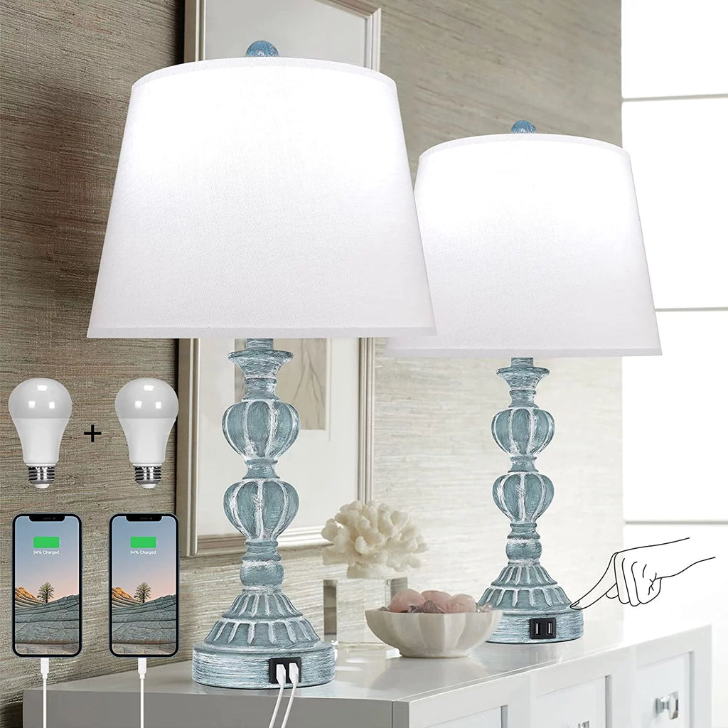 Touch Control Table Lamp Set of 2, 3-Way Dimmable Blue X5630