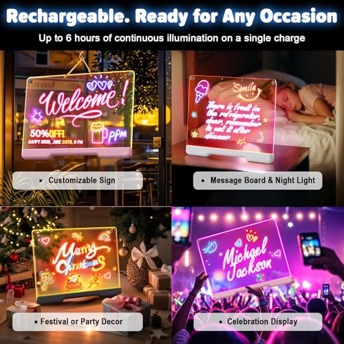 16-Inch Rechargeable LED Note Board with 7-Color Light Modes O598772