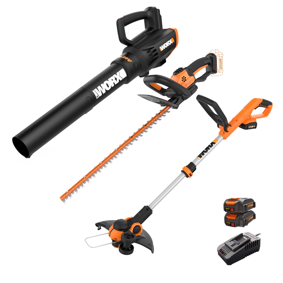 Cordless Leaf Blower, Hedge Trimmer, & Weed Trimmer Combo Kit D176521