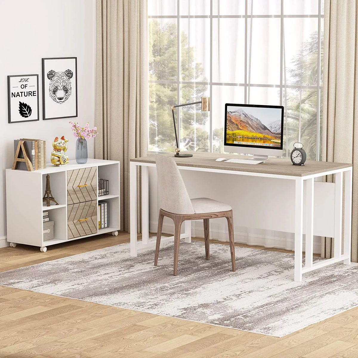 2 Drawer Wood File Cabinet with Wheels V187