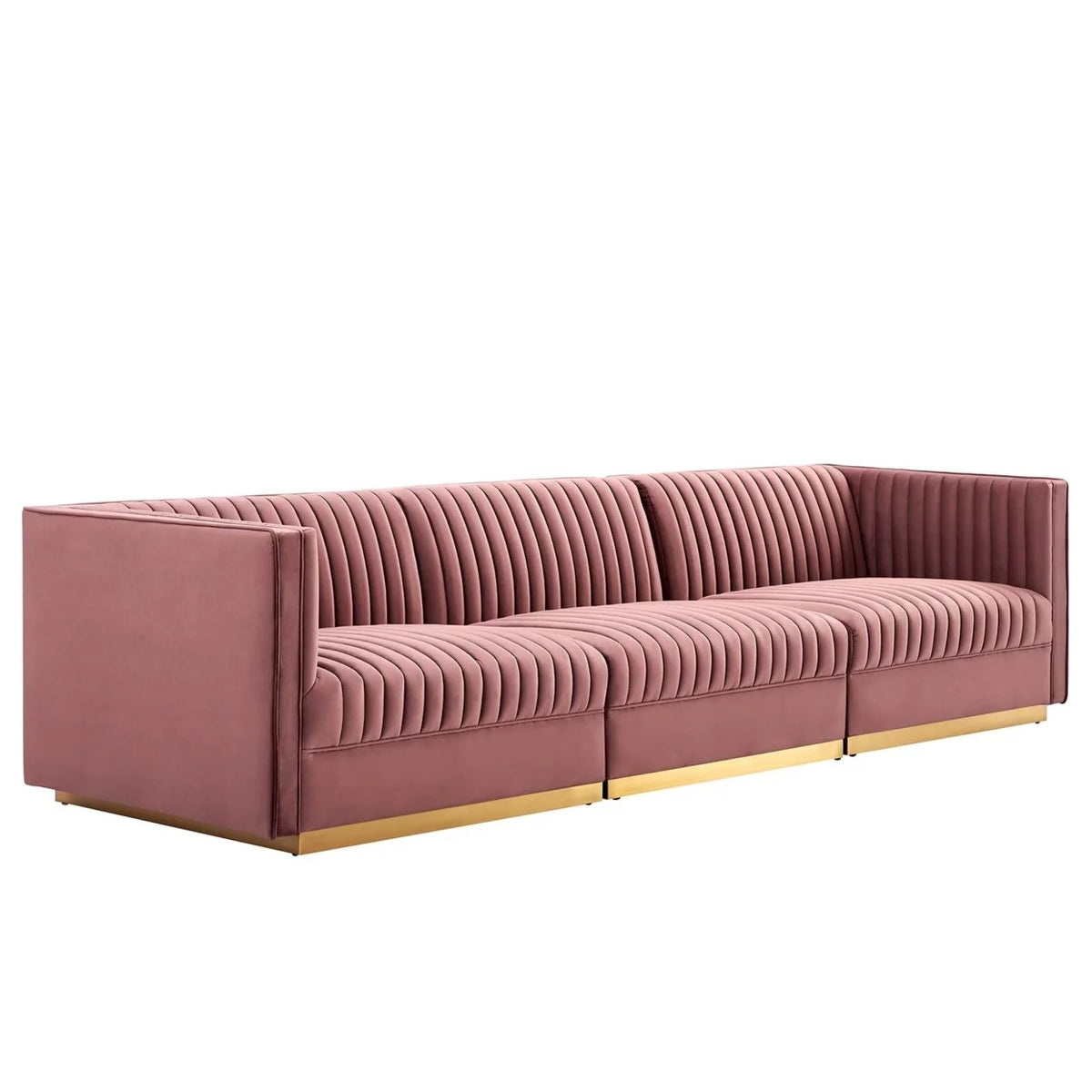 Channel Tufted Performance Velvet 3-Seat Modular Sectional Sofa N177449