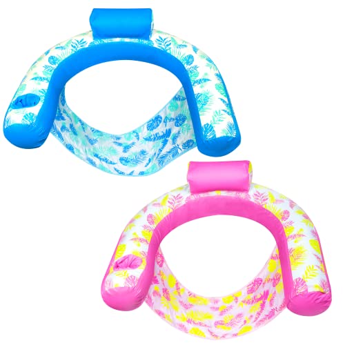Inflatable Pool Lounger with Sling Seat, Back Rest, and Cup Holder I904518