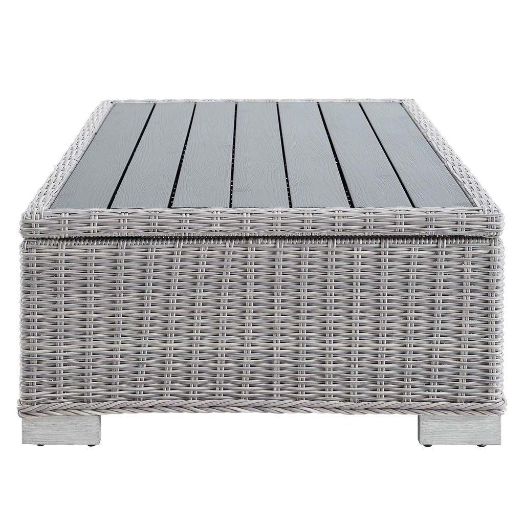 45" Light Gray Wicker Rattan Outdoor Coffee Table V99620