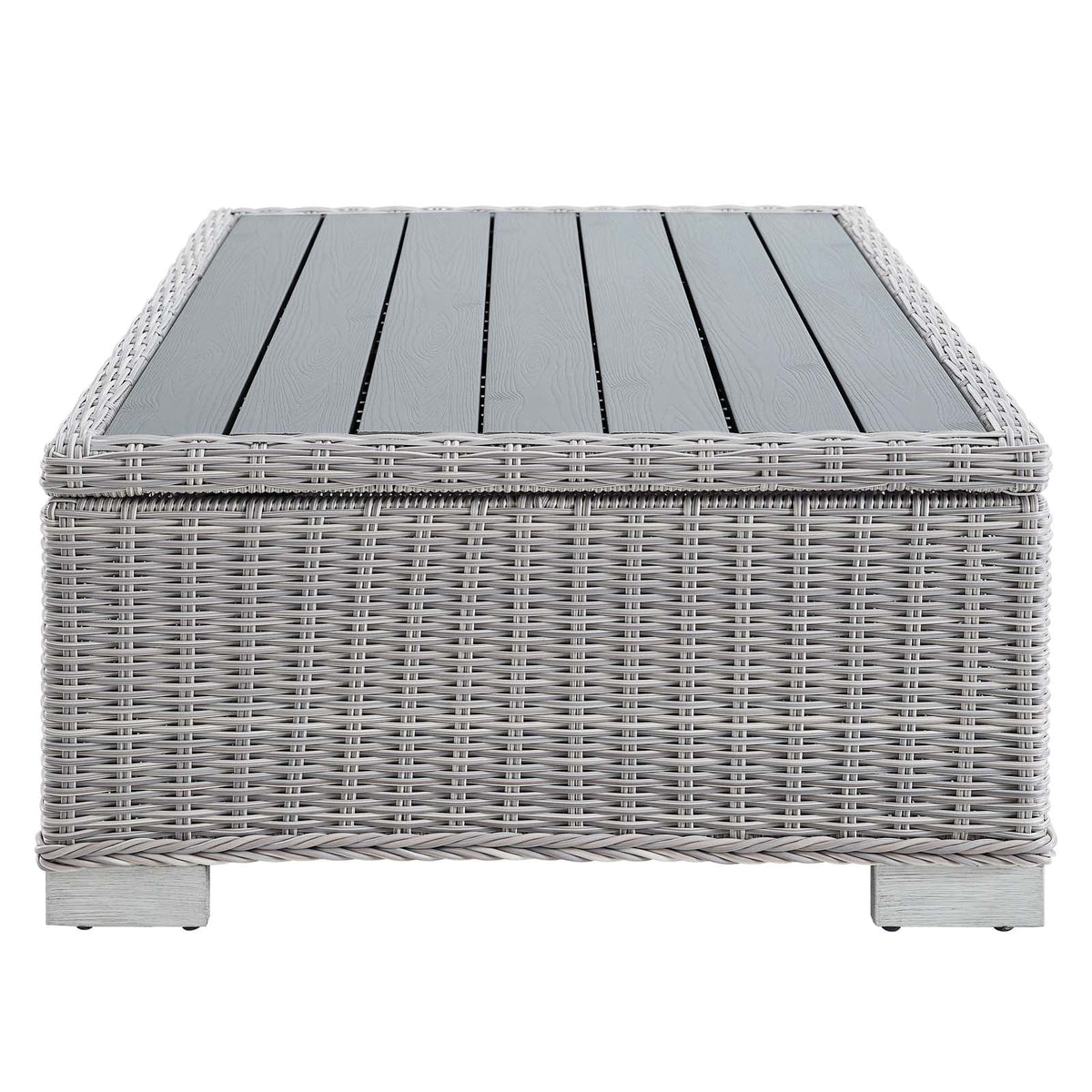 45" Light Gray Wicker Rattan Outdoor Coffee Table V99620