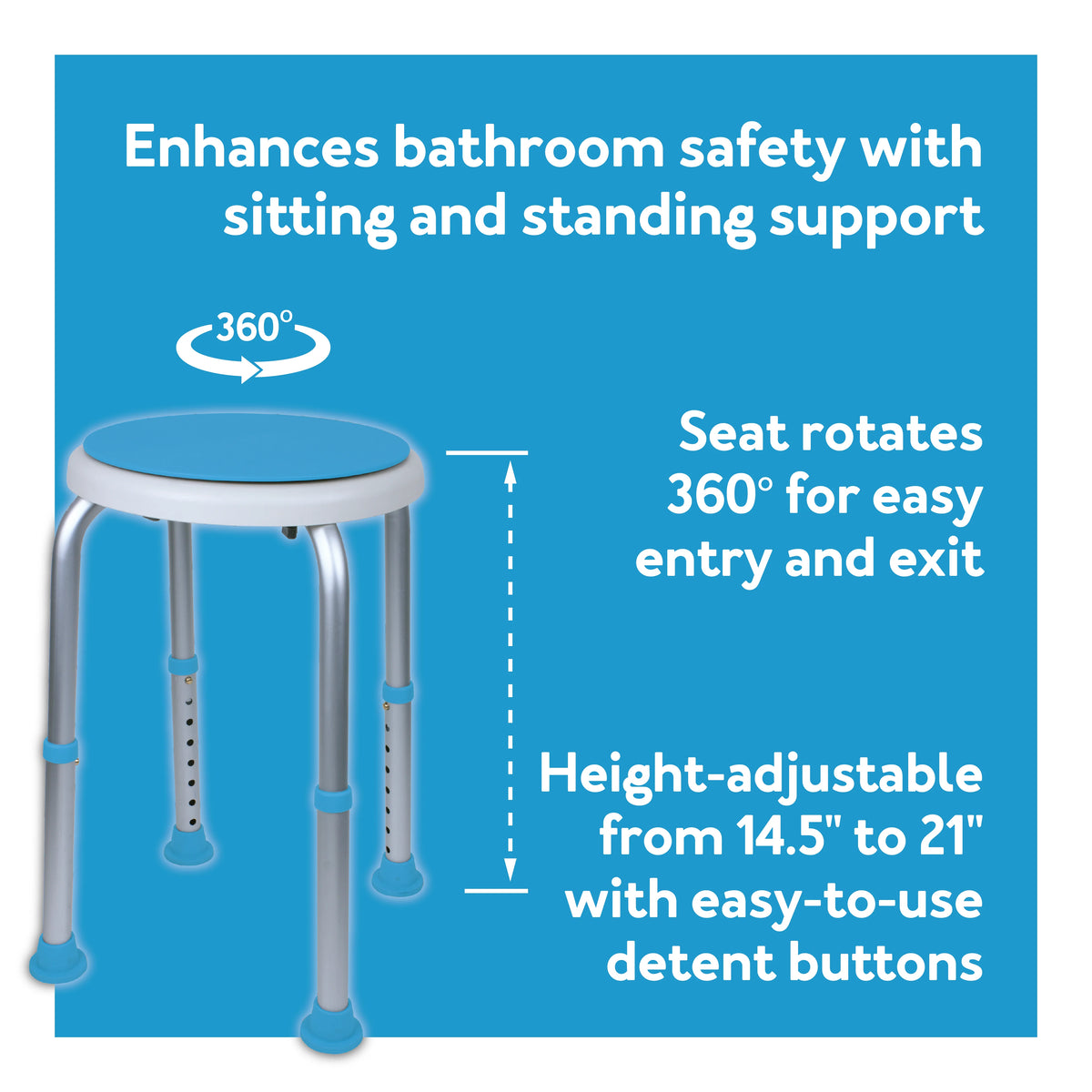 Swivel Bath and Shower Stool Chair with Padded Seat T6210