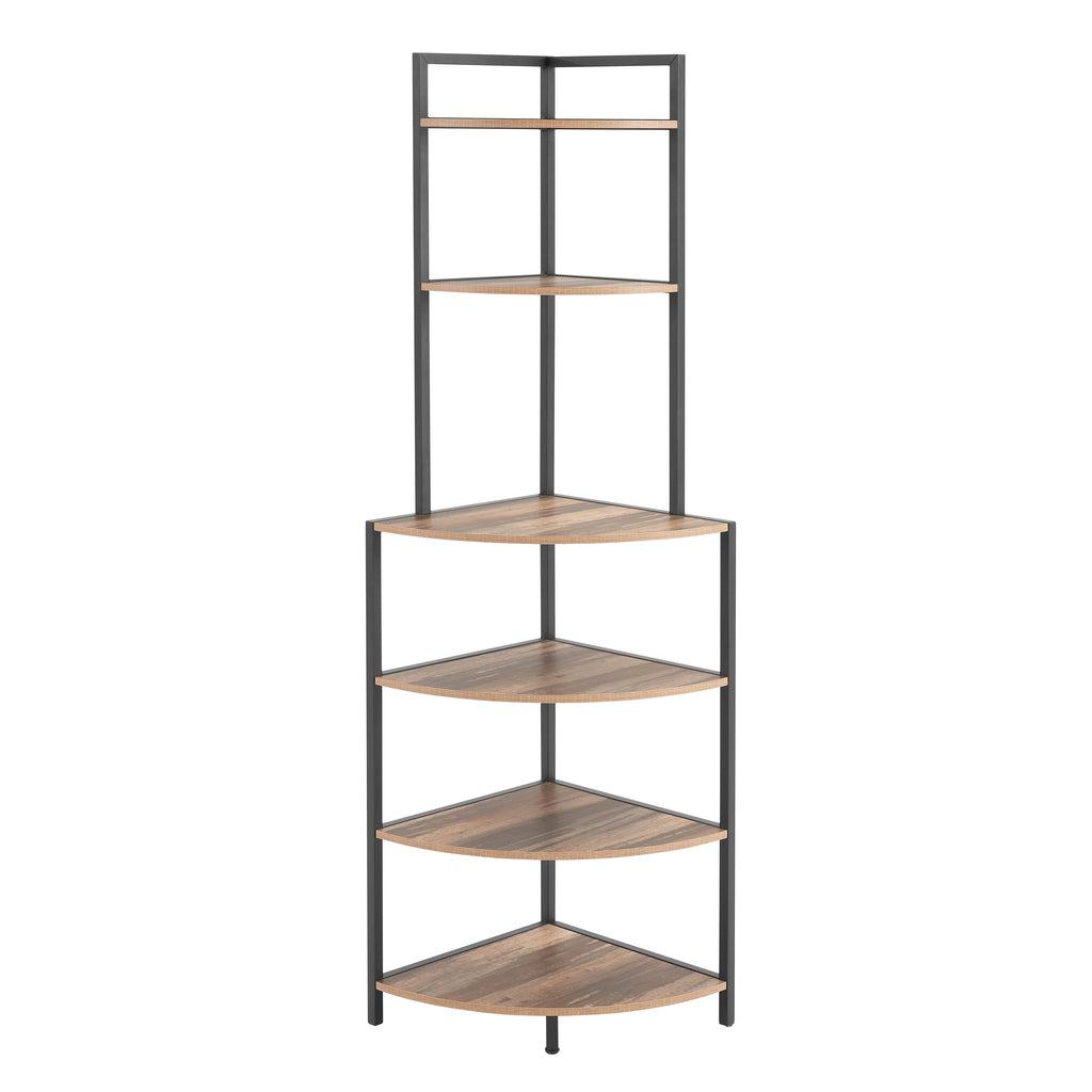 6-Tier Corner Wood Bookcase Rustic Brown X2683
