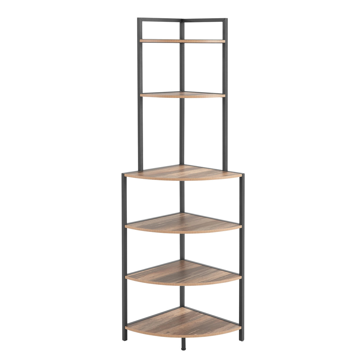 6-Tier Corner Wood Bookcase Rustic Brown X2683