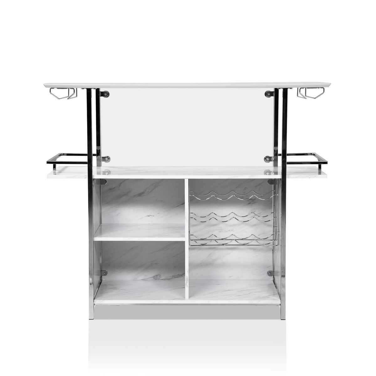 White and Chrome Bar Table N86211