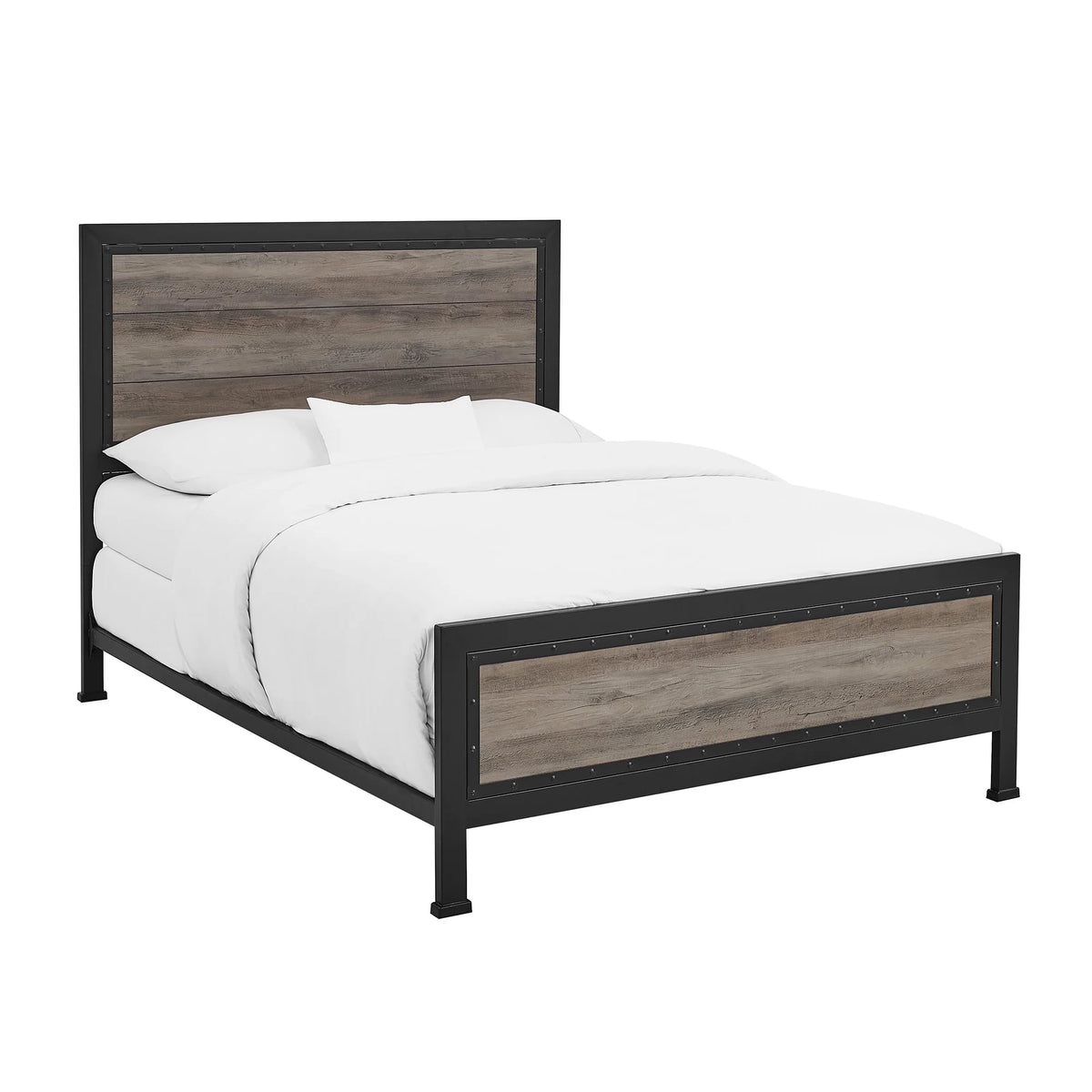 Queen Size Rustic Oak Bed F90898