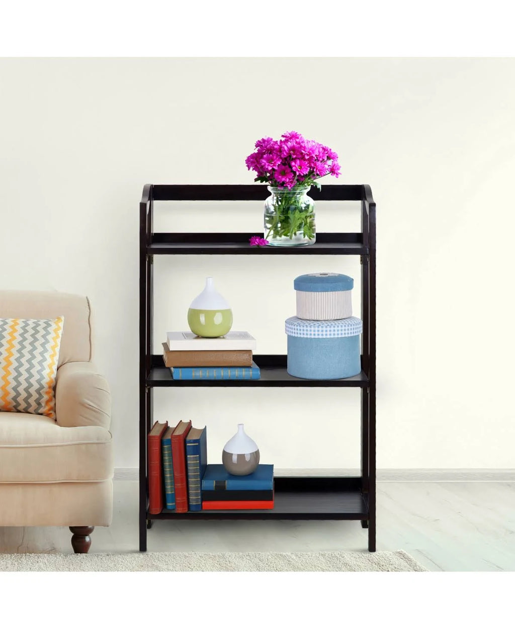 Espresso 3-Shelf Folding Bookcase Z30754