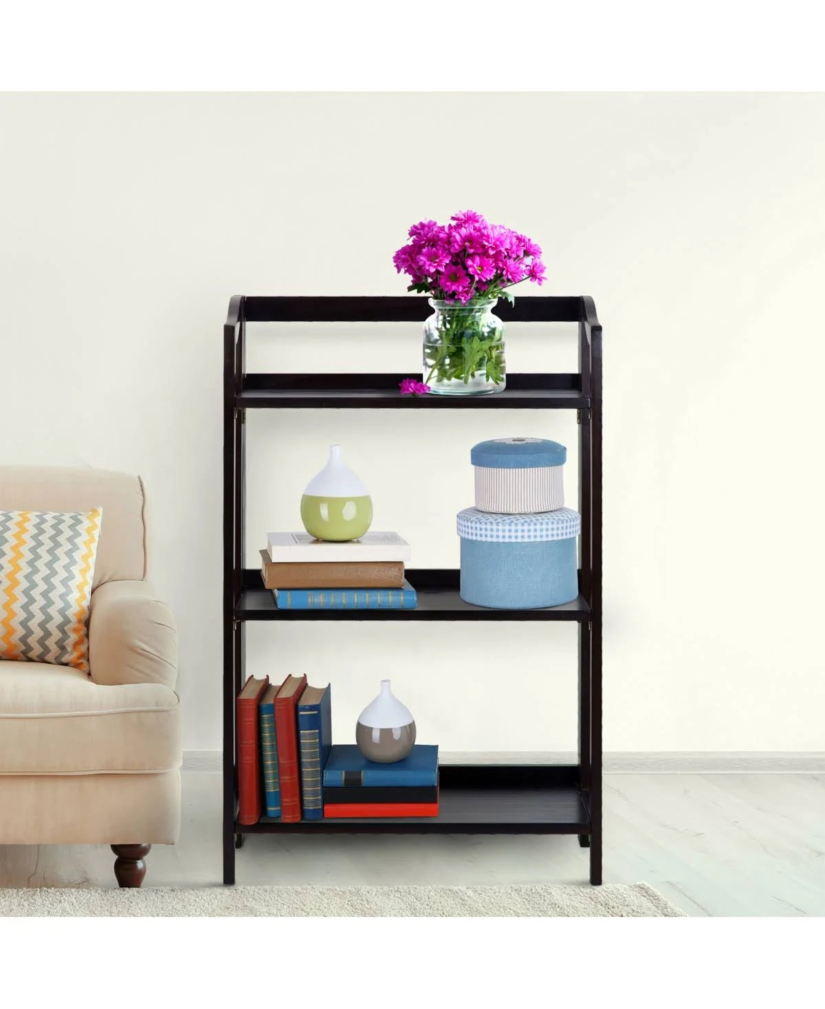 Espresso 3-Shelf Folding Bookcase Z30754