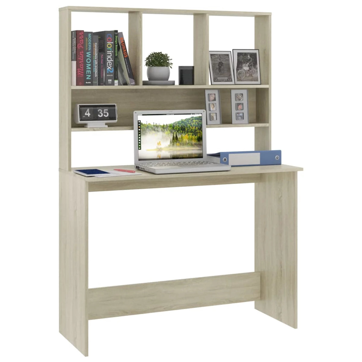 Sonoma Oak Engineered Wood Desk with Shelves Q82685