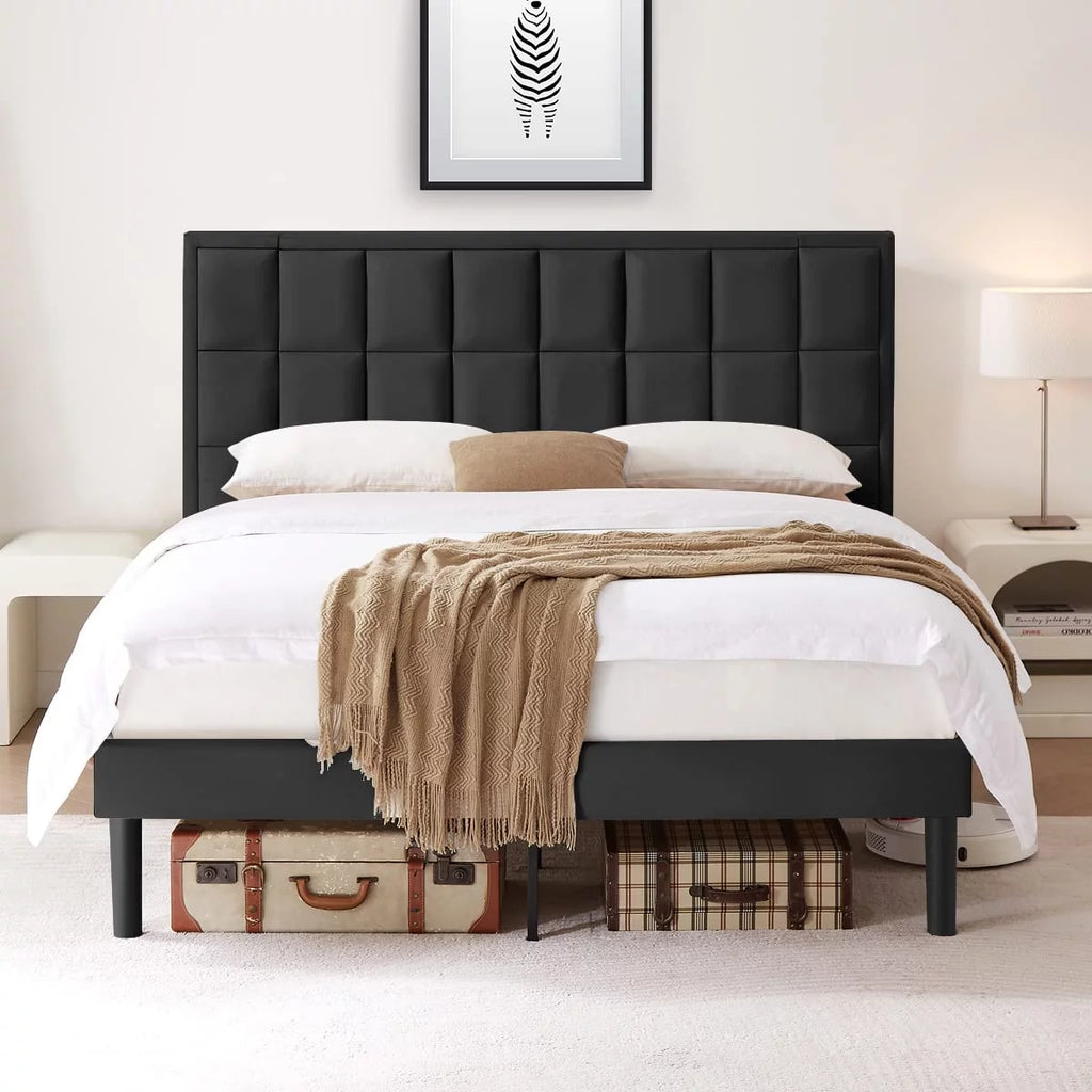 Twin Size Velvet Platform Bed Frame with Headboard U3125