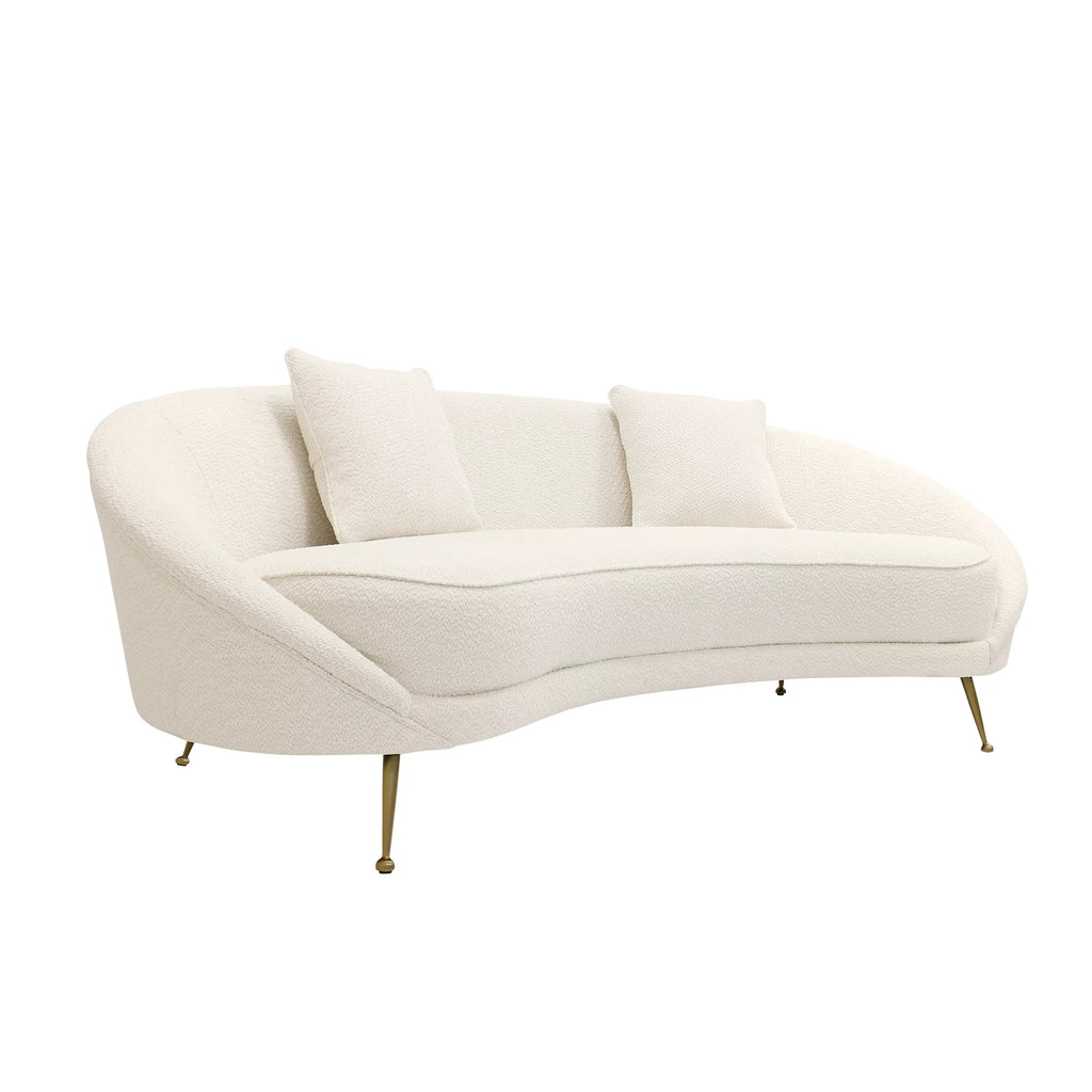 Ivory Textured Fabric Curved Sofa I672862