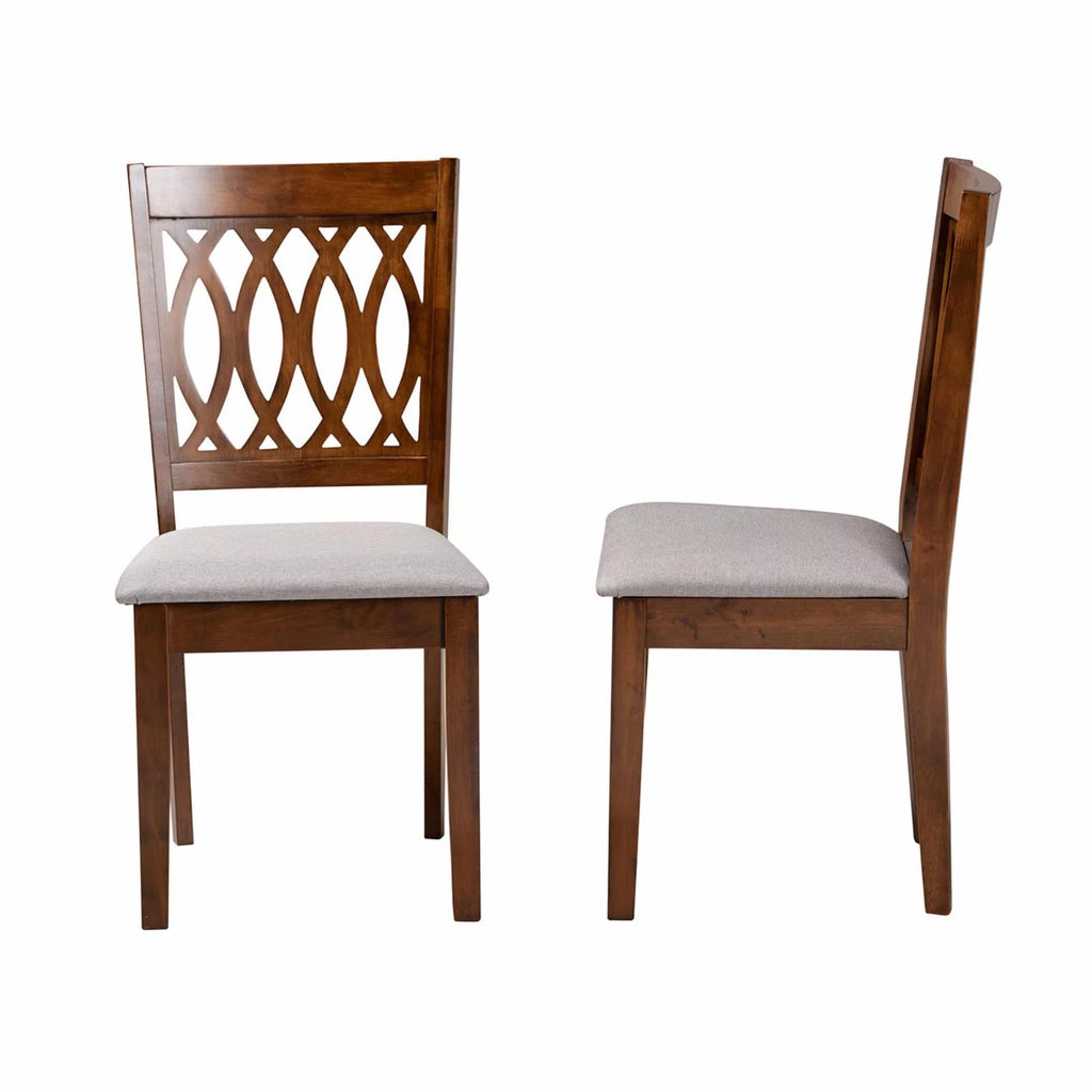 Grey Fabric and Espresso Brown Wood Dining Chair H63295