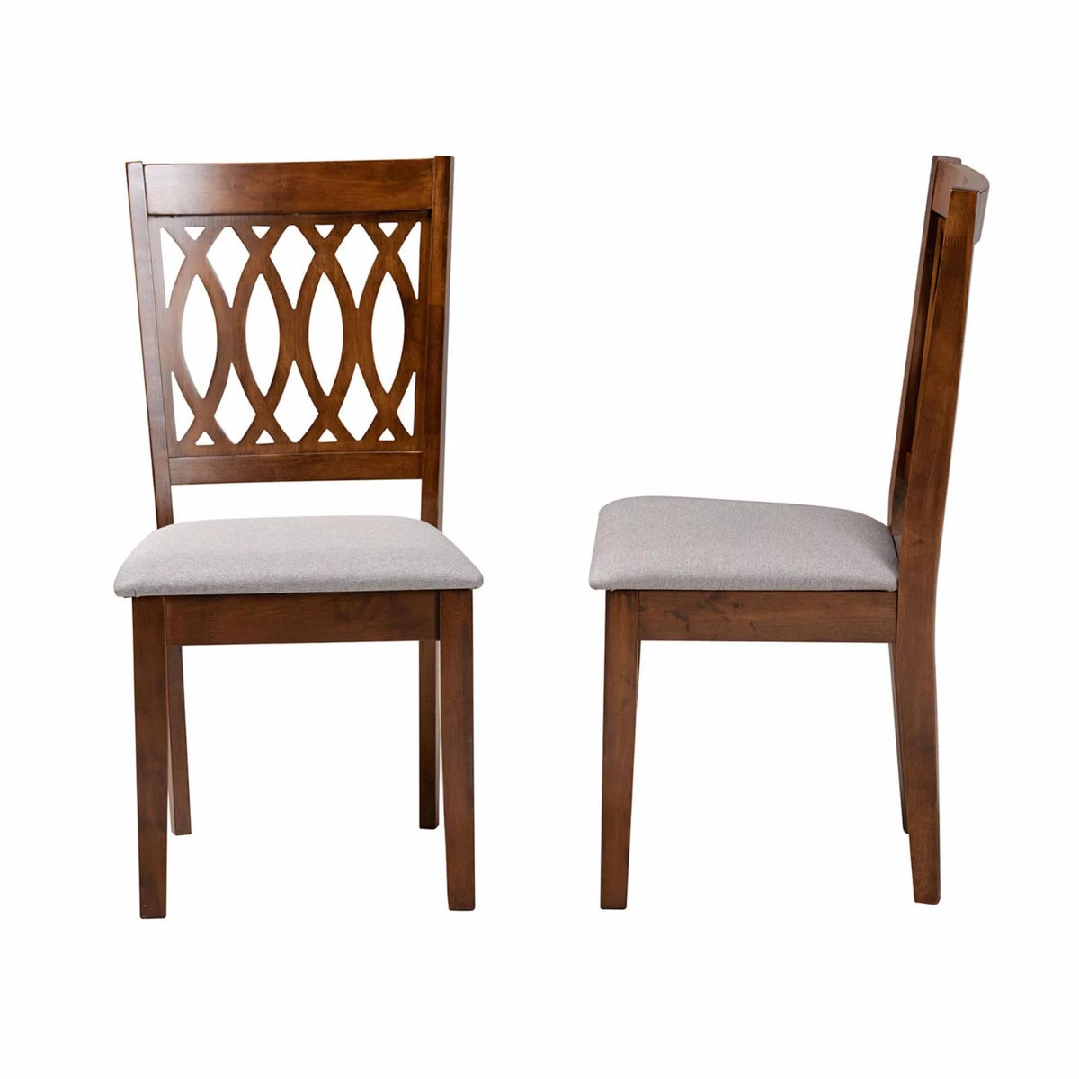 Grey Fabric and Espresso Brown Wood Dining Chair H63295
