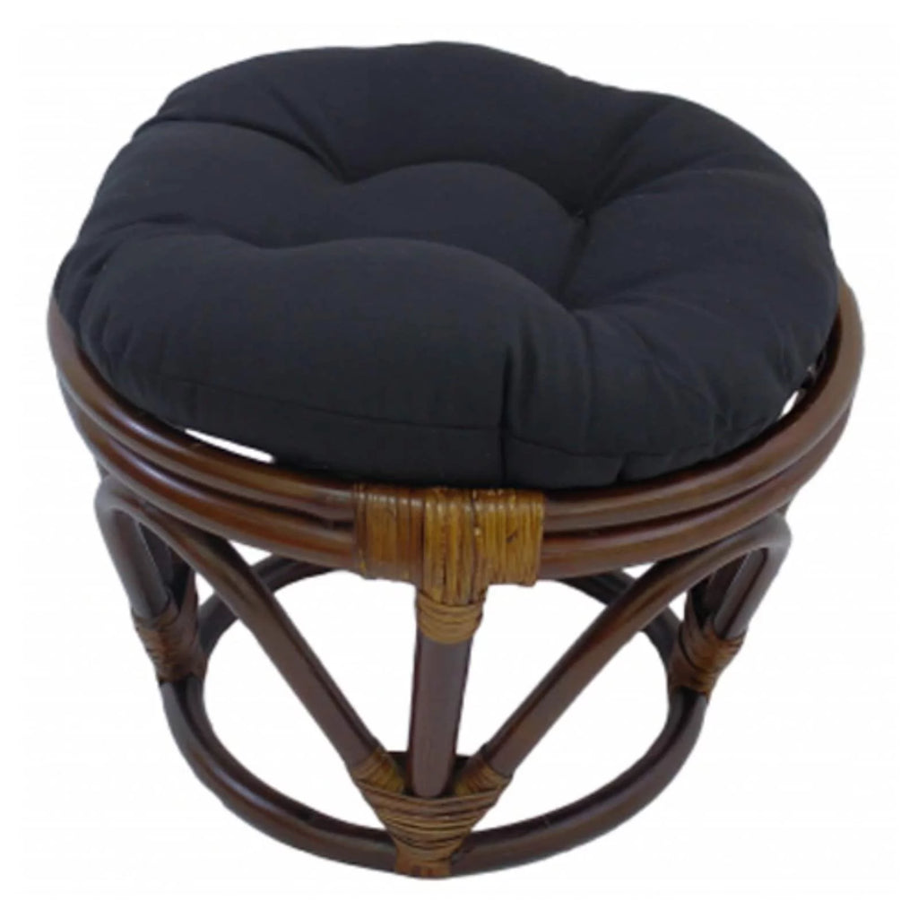 Rattan Footstool with Twill Cushion A8460