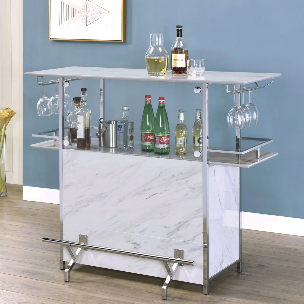 White and Chrome Bar Table N86211