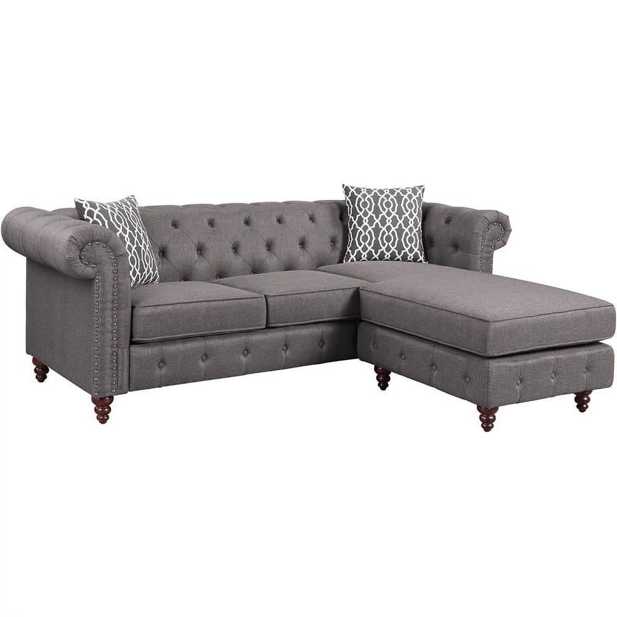 Brown Fabric Reversible Sectional Sofa O252888