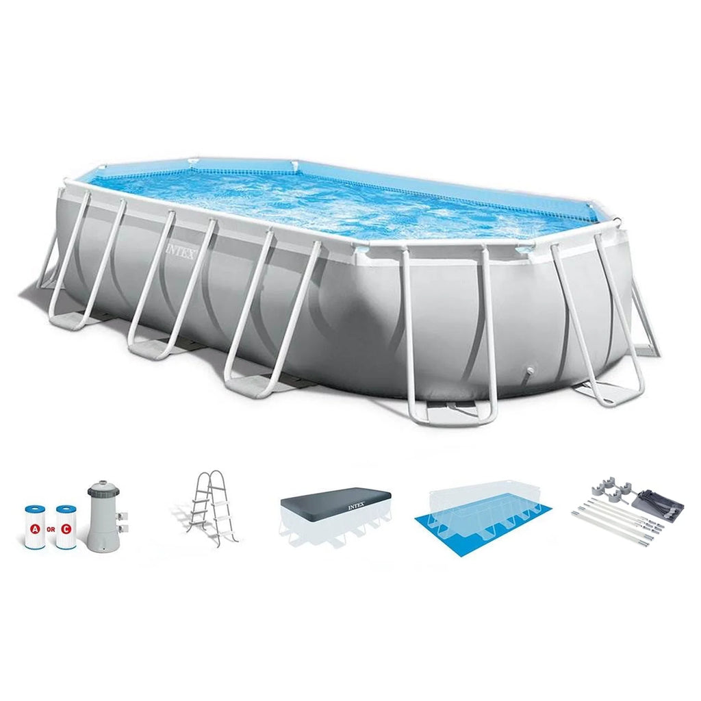 Oval Above Ground Swimming Pool Set with Canopy P464