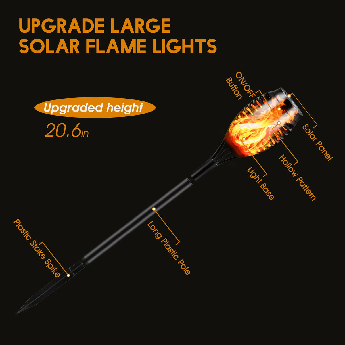 6 Packs LED Solar Torch Lights with Flickering Flame P5027