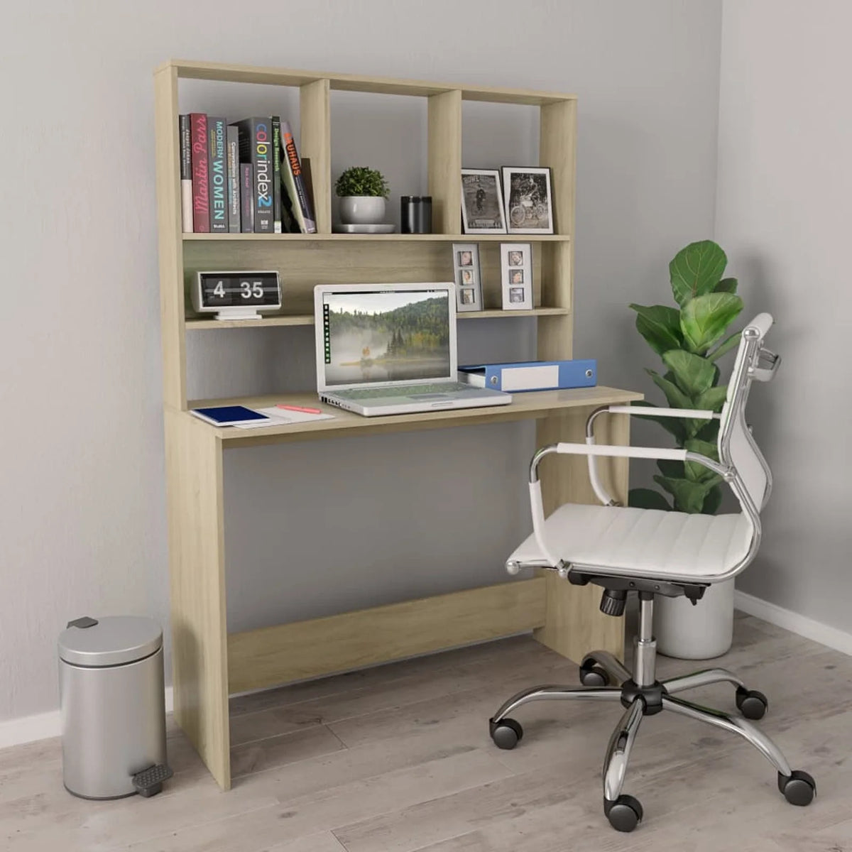 Sonoma Oak Engineered Wood Desk with Shelves Q82685
