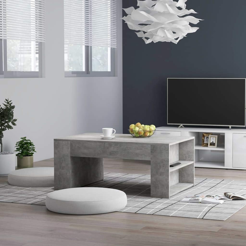 White Chipboard Coffee Table Storage Cabinet Y92153