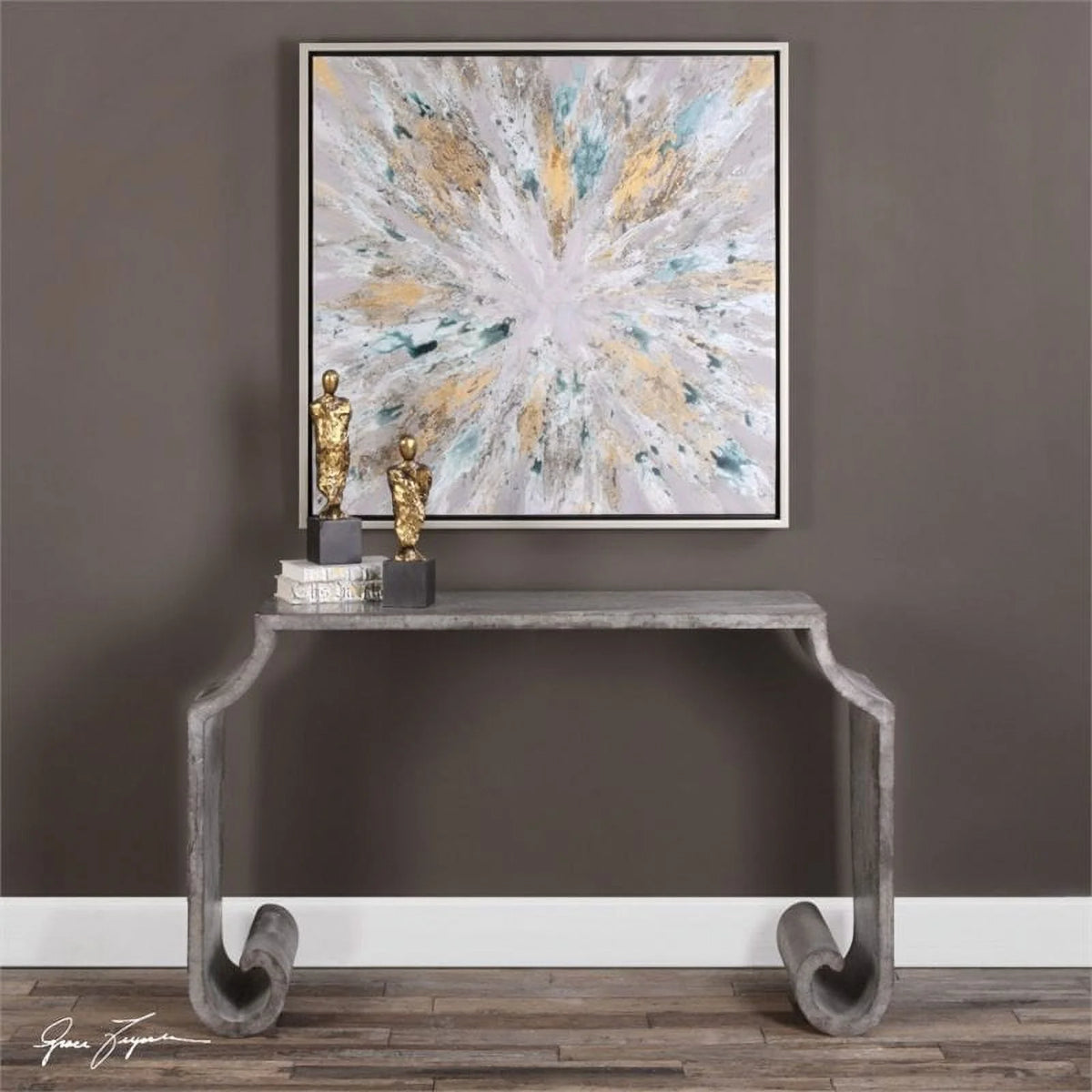 Contemporary Console Table in Stone Gray G7512