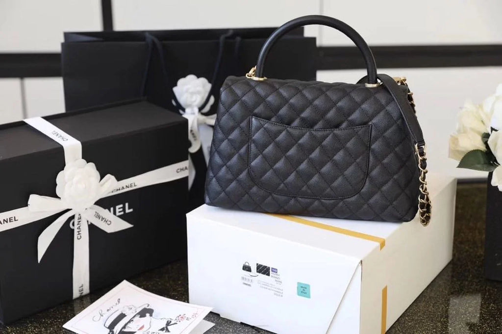 Large Black Flap Bag with Top Handle N701881