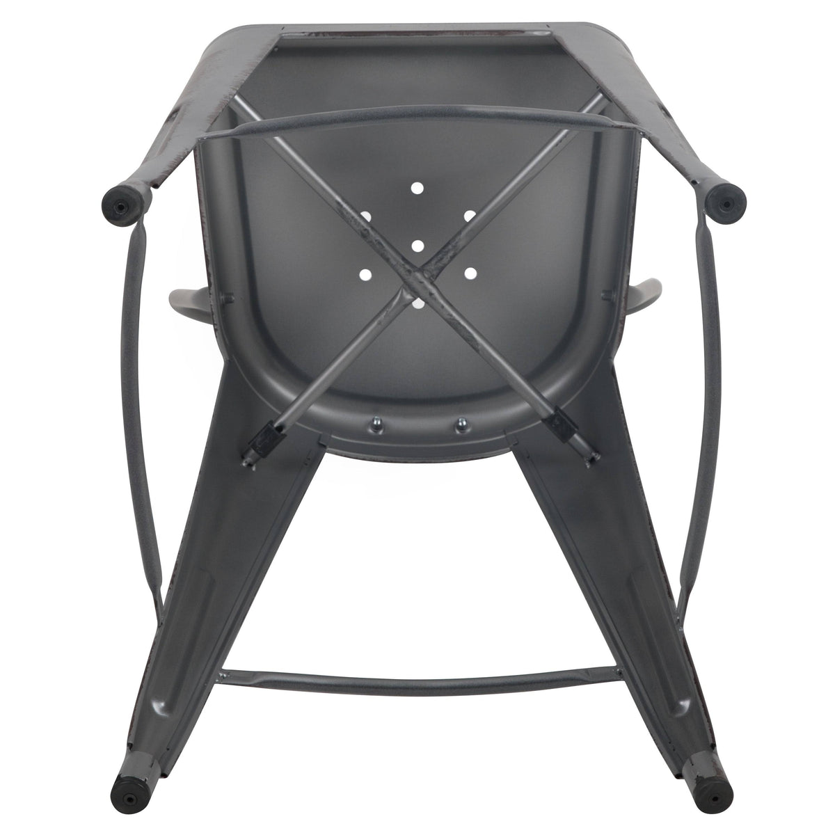 Black Distressed Metal Stool Y80097