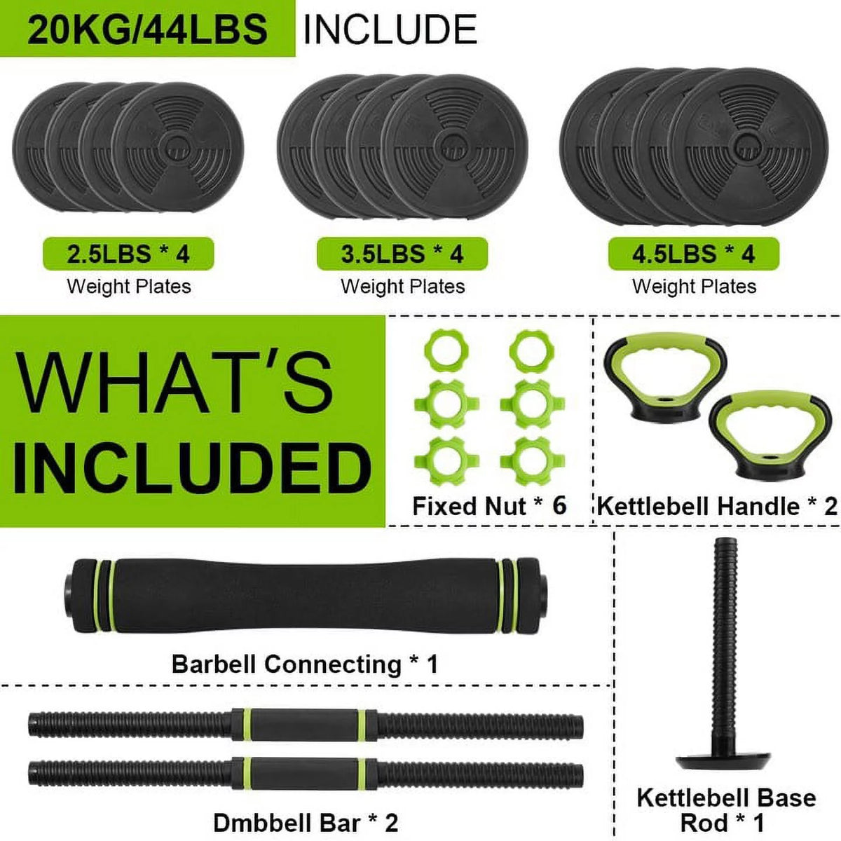 4-in-1 Adjustable Dumbbells Set 44 LBS G8352