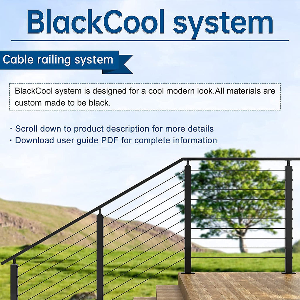 2 Pack Stainless Steel Black Cable Railing Post W596301