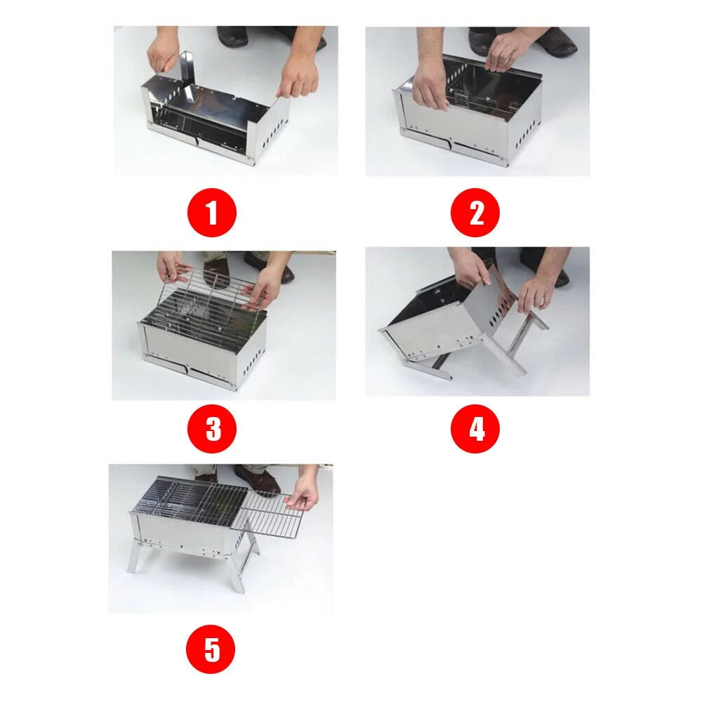 Foldable Portable Stainless Steel Charcoal BBQ Grill F212