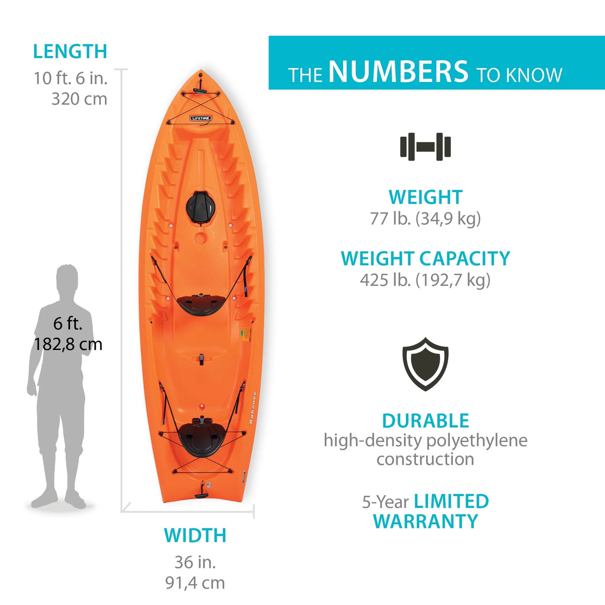 Orange 10.5 ft Tandem Sit-on-Top Kayak N6177
