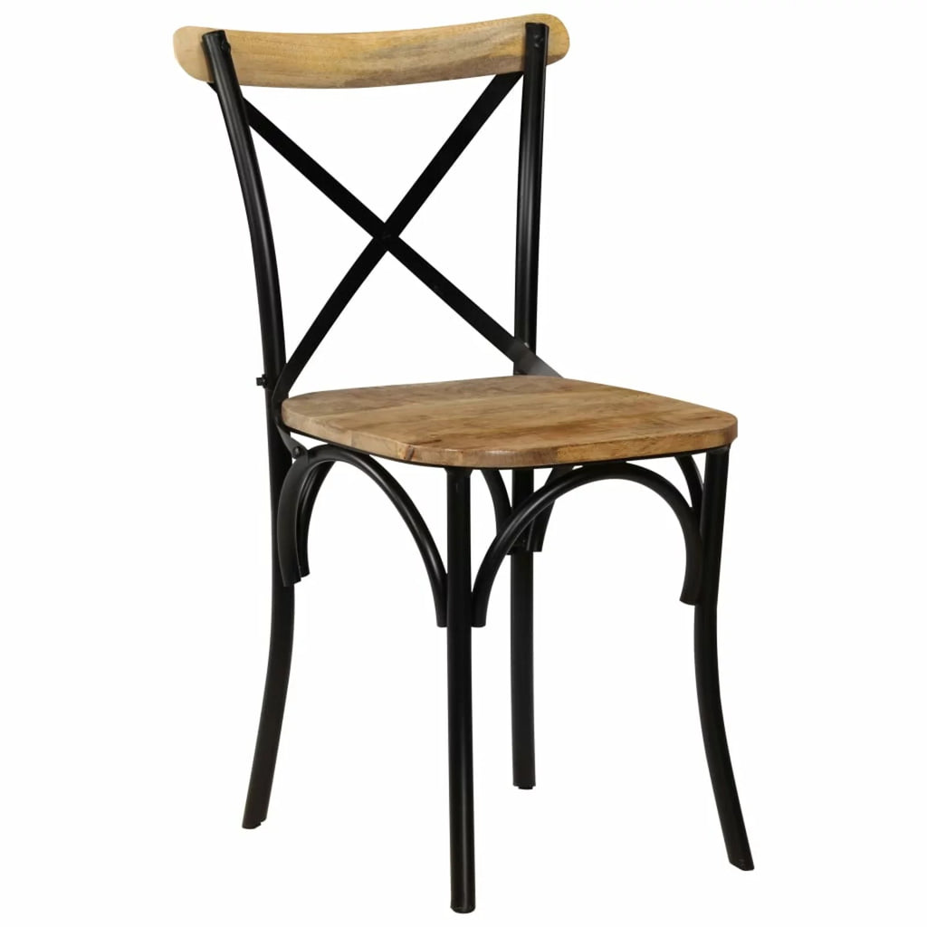 2 pcs Black Solid Mango Wood Cross Chairs X453