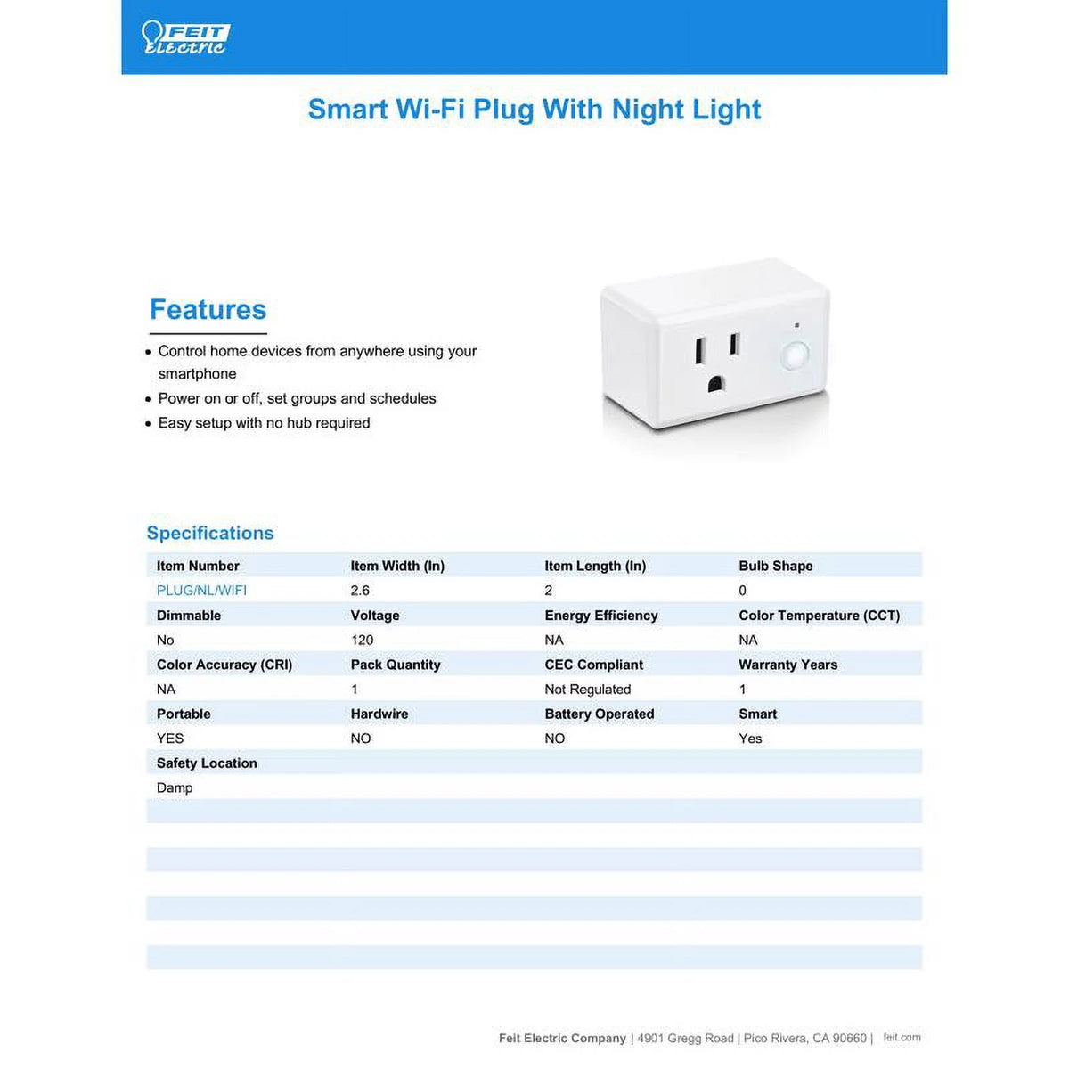 Smart White Plug with Night Light C8409