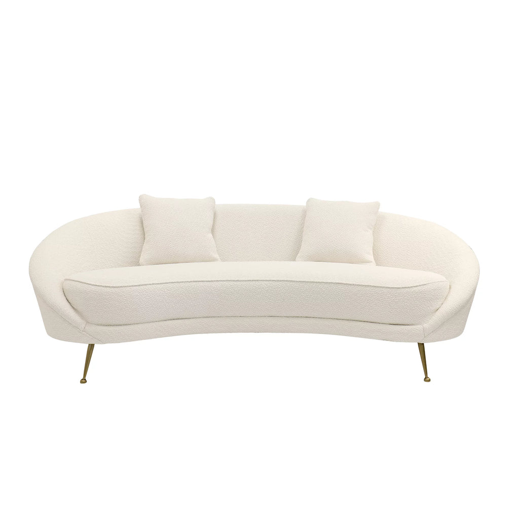Ivory Textured Fabric Curved Sofa I672862