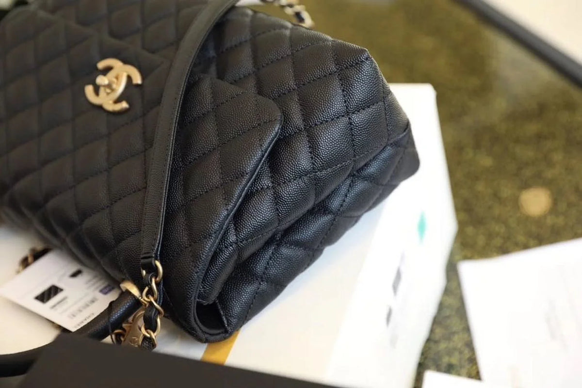 Large Black Flap Bag with Top Handle N701881