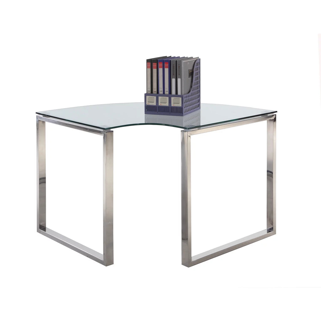 Contemporary Corner Desk with Glass Top T474