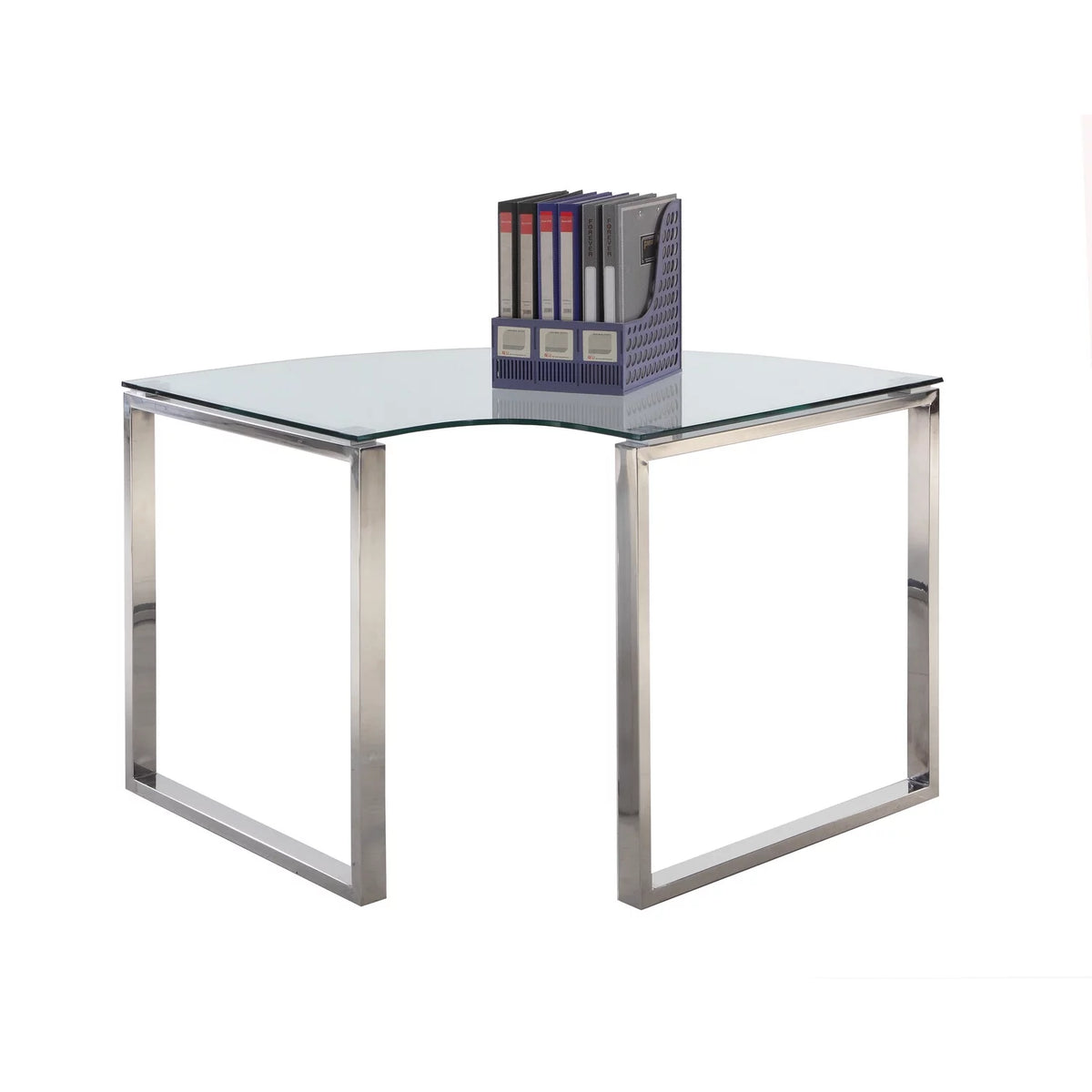 Contemporary Corner Desk with Glass Top T474