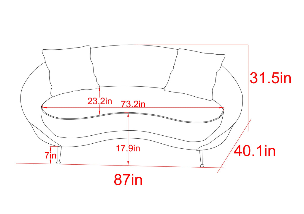 Ivory Textured Fabric Curved Sofa I672862