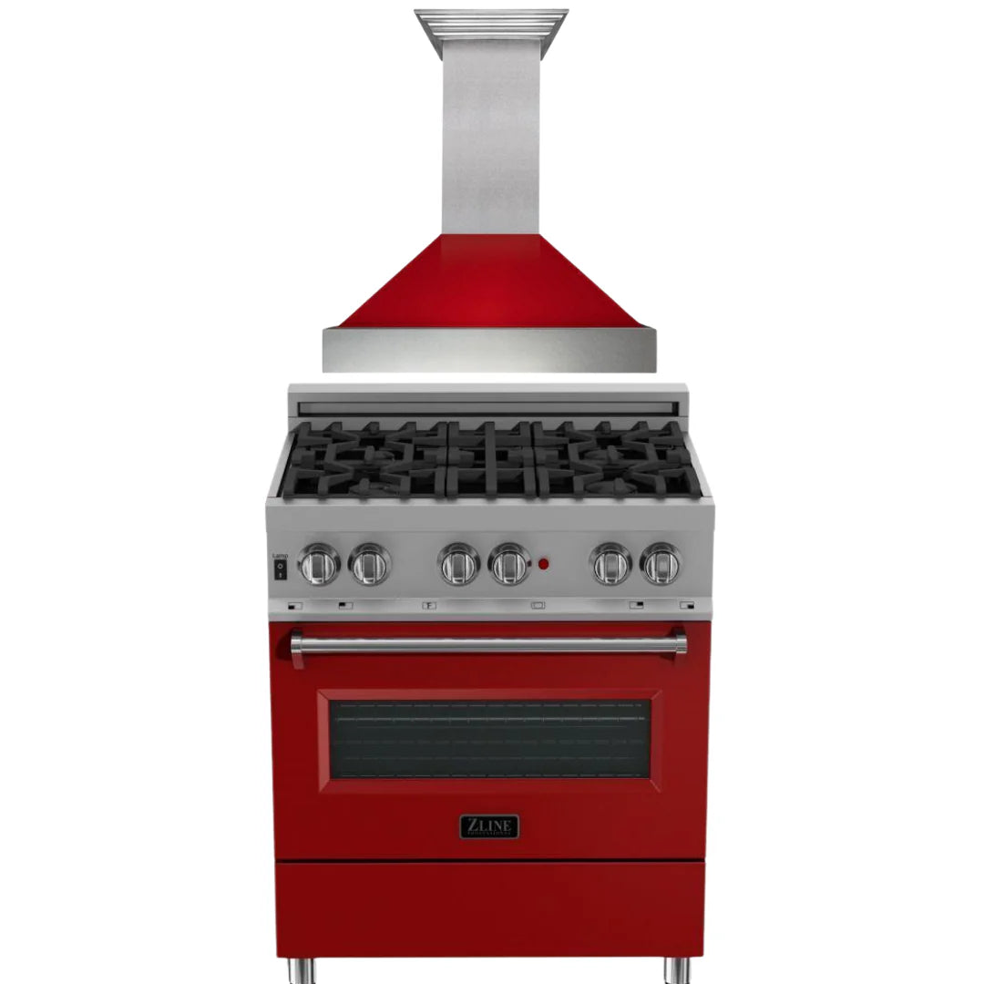30 in. Dual Fuel Range and Range Hood Appliance Package P69728