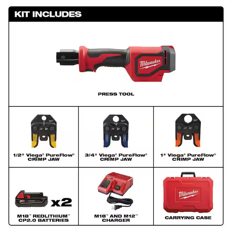 18V Cordless PEX Press Tool Kit with 2.0Ah Batteries & Charger Q6148