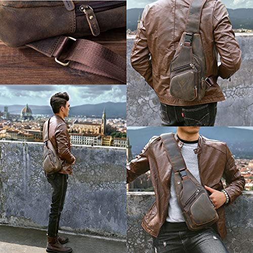 Men Casual Crossbody Chest Sling Bag Leather M208