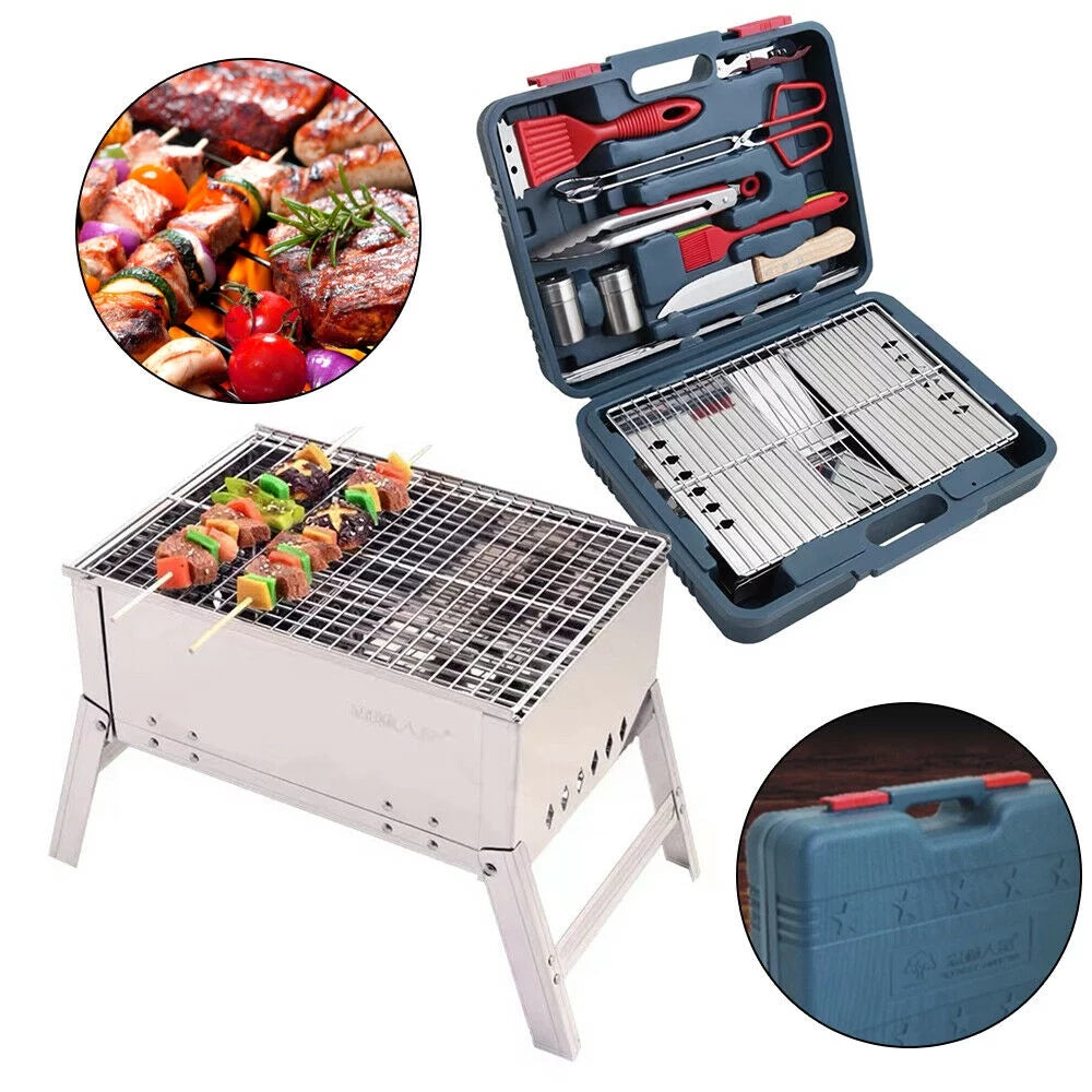 Foldable Portable Stainless Steel Charcoal BBQ Grill F212