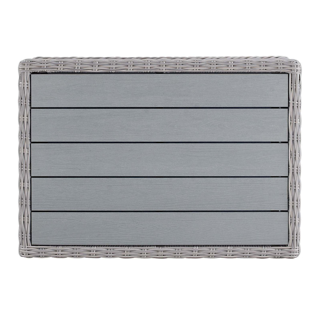45" Light Gray Wicker Rattan Outdoor Coffee Table V99620