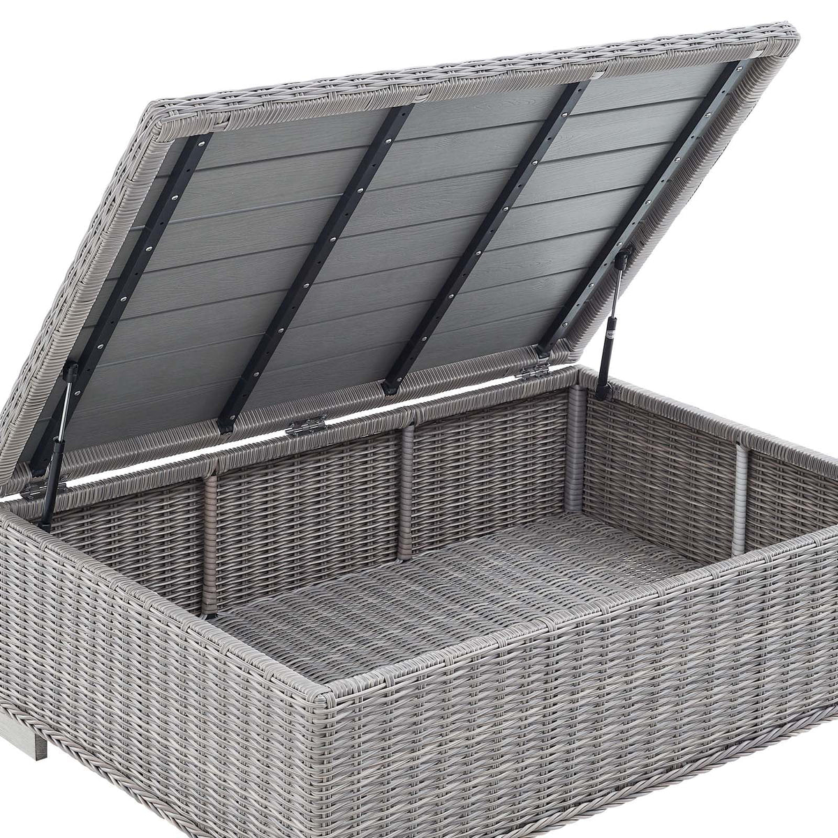 45" Light Gray Wicker Rattan Outdoor Coffee Table V99620